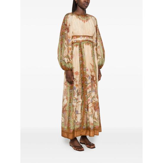 26FW 짐머만 롱 원피스 5947DSS262 CRKHA NEUTRALS GREEN - ZIMMERMANN