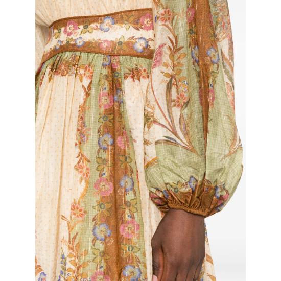 26FW 짐머만 롱 원피스 5947DSS262 CRKHA NEUTRALS GREEN - ZIMMERMANN