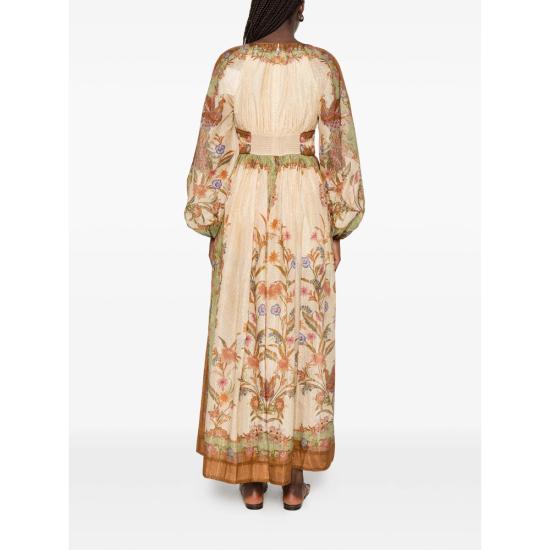 26FW 짐머만 롱 원피스 5947DSS262 CRKHA NEUTRALS GREEN - ZIMMERMANN