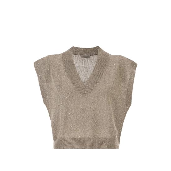 26SS 브루넬로 쿠치넬리 민소매 티셔츠 MDT746402 C9089 NEUTRALS
