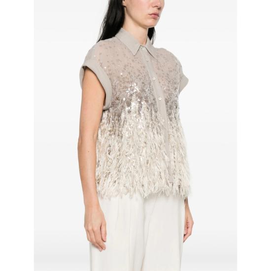 26SS 브루넬로 쿠치넬리 블라우스 MF940RK106 C4274 NEUTRALS GREY - BRUNELLO CUCINELLI