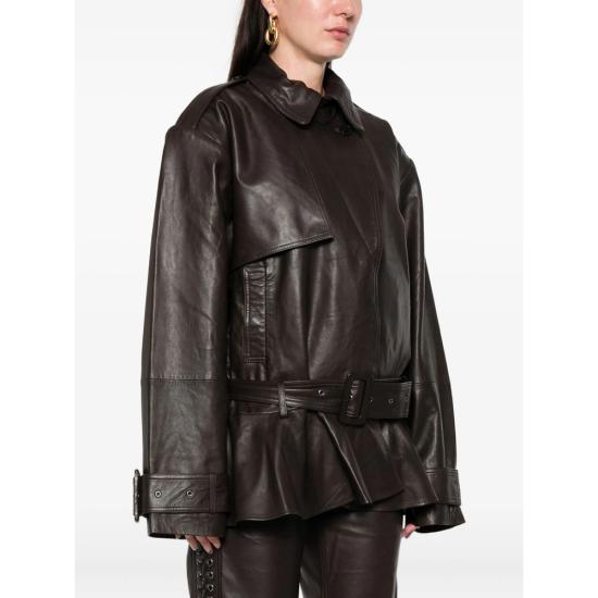 26FW 로테이트 가죽 자켓 1158171667 BIKER 1667 BROWN - ROTATE
