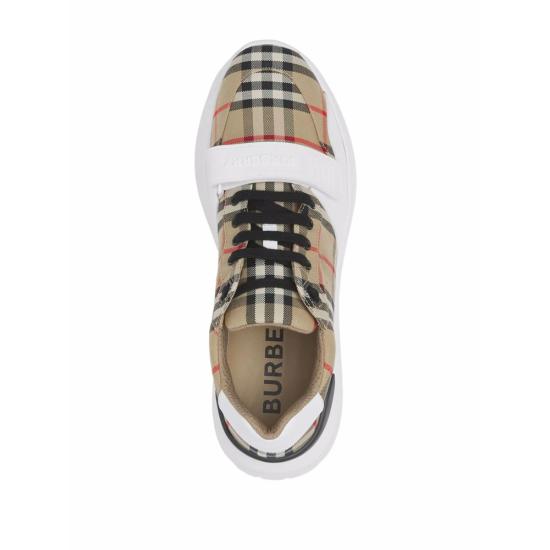 26FW 버버리 빈티지 체크 스웨이드 레더 스니커즈 8048577 MF TNR NEW A7028 NEUTRALS WHITE - BURBERRY