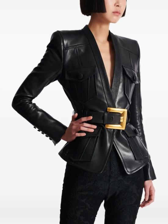 26FW 발망 가죽 자켓 FF1SI630LD63 099 0PA BLACK - BALMAIN