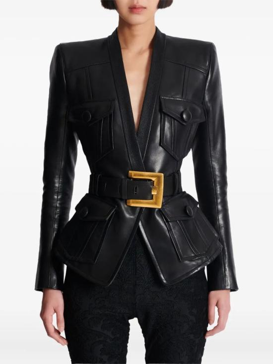 26FW 발망 가죽 자켓 FF1SI630LD63 099 0PA BLACK - BALMAIN