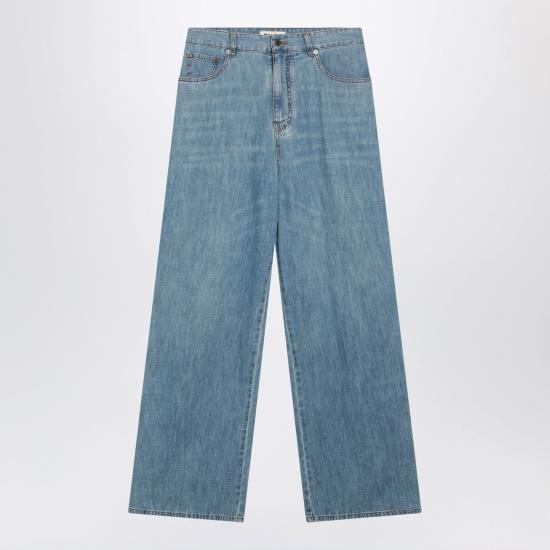 26FW 미우미우 샴브레이 팬츠 GWP394193K F0013 LIGHT BLUE