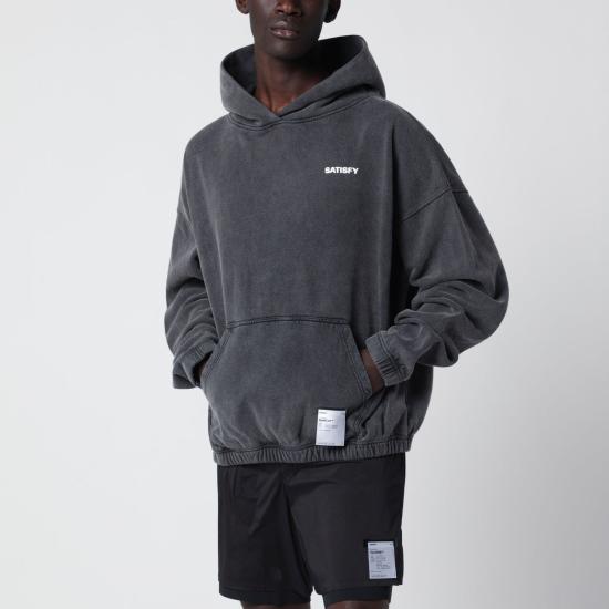 26SS 새티스파이 후드 티셔츠 11046CO 00A02 BLACK