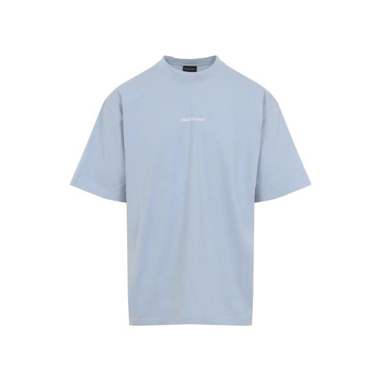 26SS 발렌시아가 백 티셔츠 미디움 핏 764235TTVJ1 4773 LIGHT BLUE