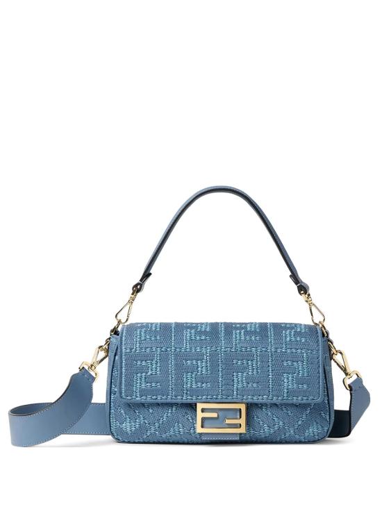 26FW 펜디 미디엄 위빙 라피아 바게트 백 8BR600AY6G F1X82 BLUE