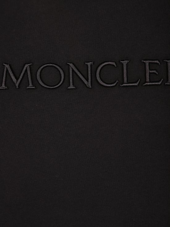26SS 몽클레어 자수 토널 로고 코튼 티셔츠 8C00021 89AUO 999 Black - MONCLER