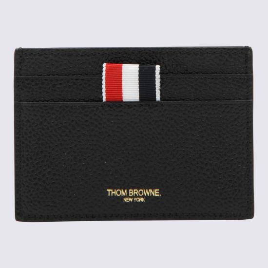 26FW 톰브라운 페블 그레인 레더 스트라이프 싱글 카드 홀더 MAW020L 00198001 BLACK - THOM BROWNE