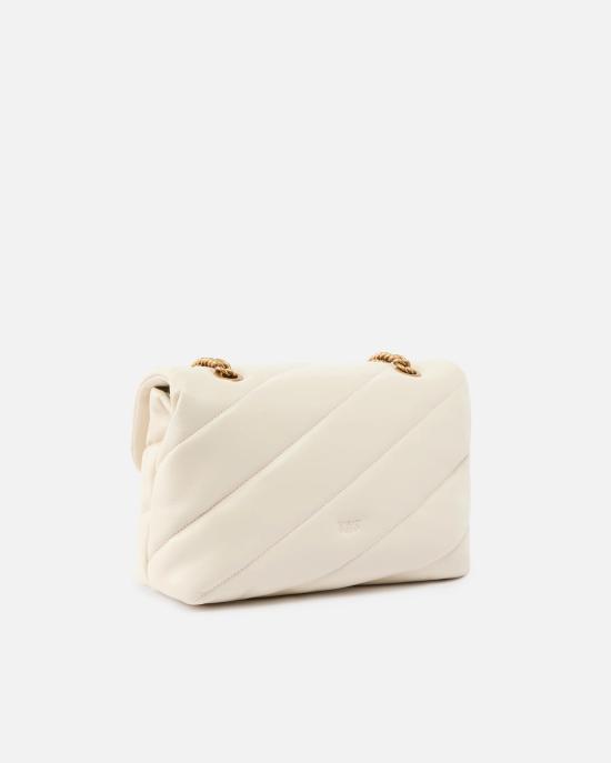 26SS 핑코 크로스백 100038A0F2 Z14Q Bianco seta antique gold - PINKO