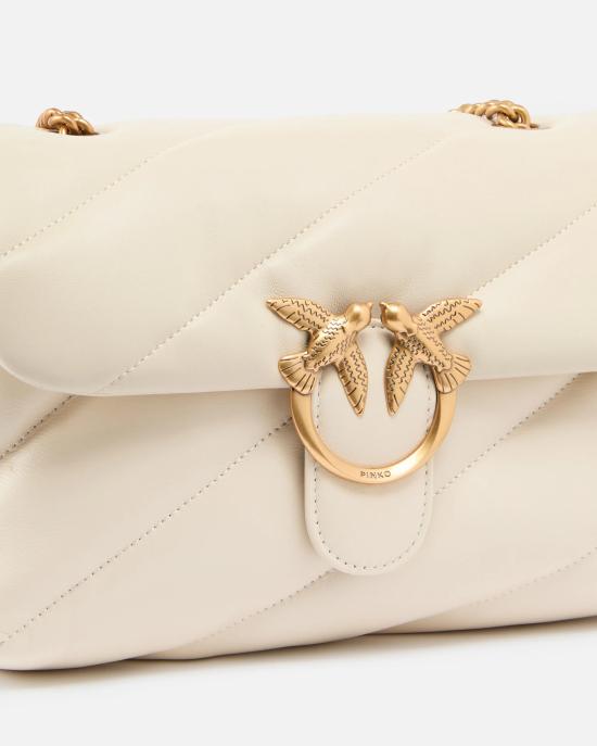 26SS 핑코 크로스백 100038A0F2 Z14Q Bianco seta antique gold - PINKO