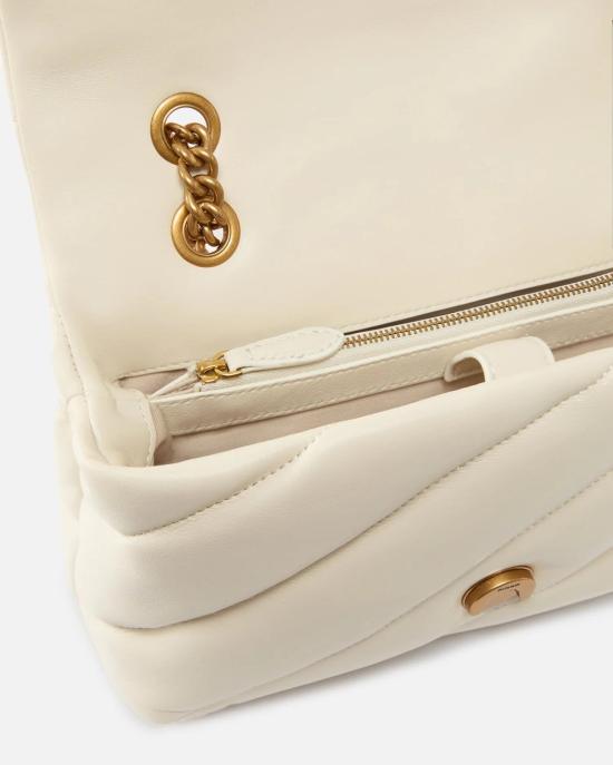 26SS 핑코 크로스백 100038A0F2 Z14Q Bianco seta antique gold - PINKO
