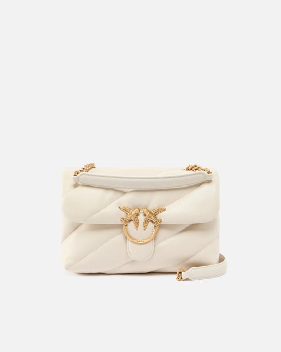 26SS 핑코 크로스백 100038A0F2 Z14Q Bianco seta antique gold