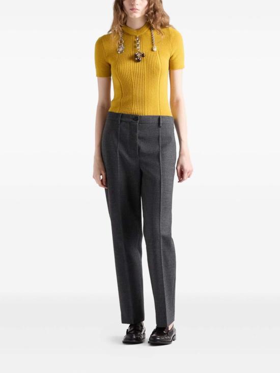 25FW 프라다 반팔 티셔츠 P24V2L17ZESOOOF0037 Yellow - PRADA