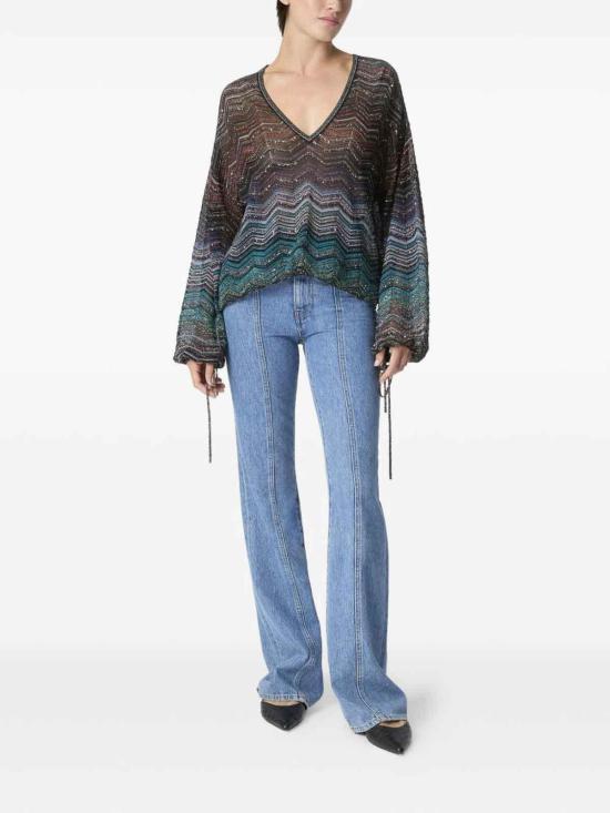 26SS 미소니 블라우스 DS26SJ0FBK01H9SM9ZT Blue - MISSONI