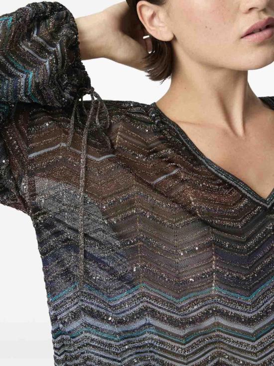 26SS 미소니 블라우스 DS26SJ0FBK01H9SM9ZT Blue - MISSONI
