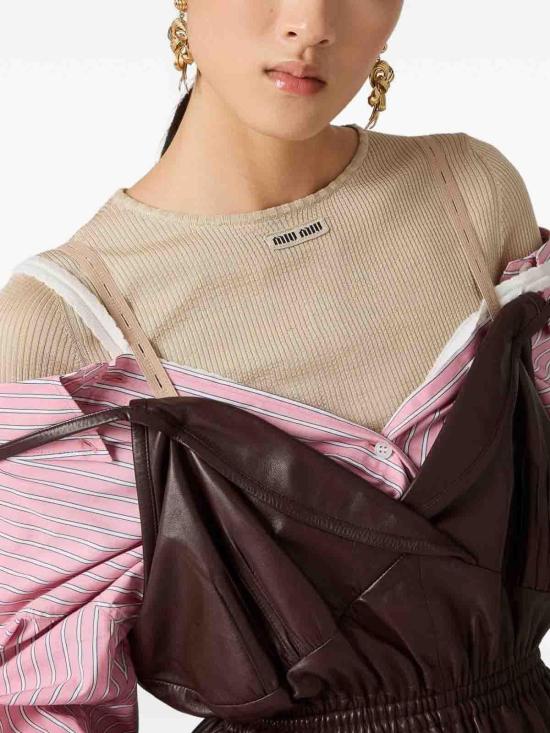 26SS 미우미우 스트라이프 포플린 드레스 MF6125180USOOOF0028 Nude Neutrals - MIU MIU