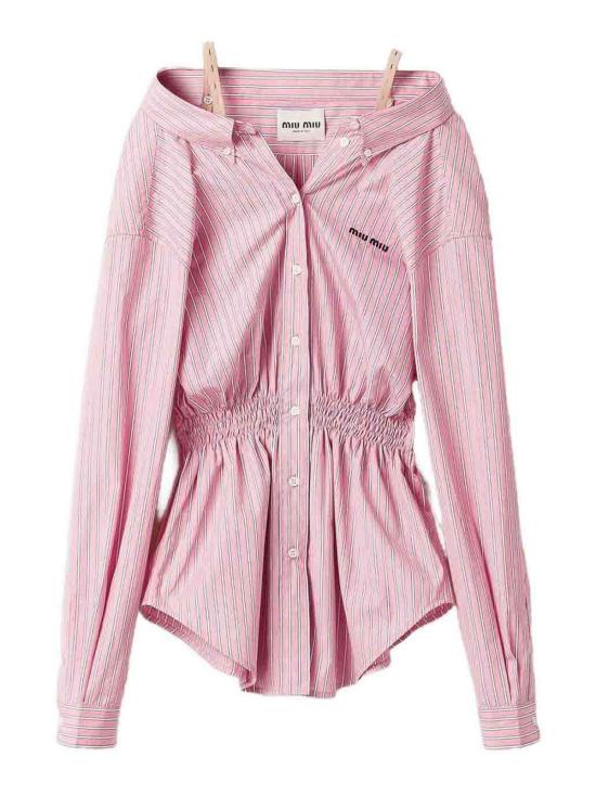 26SS 미우미우 스트라이프 포플린 드레스 MF6125180USOOOF0028 Nude Neutrals