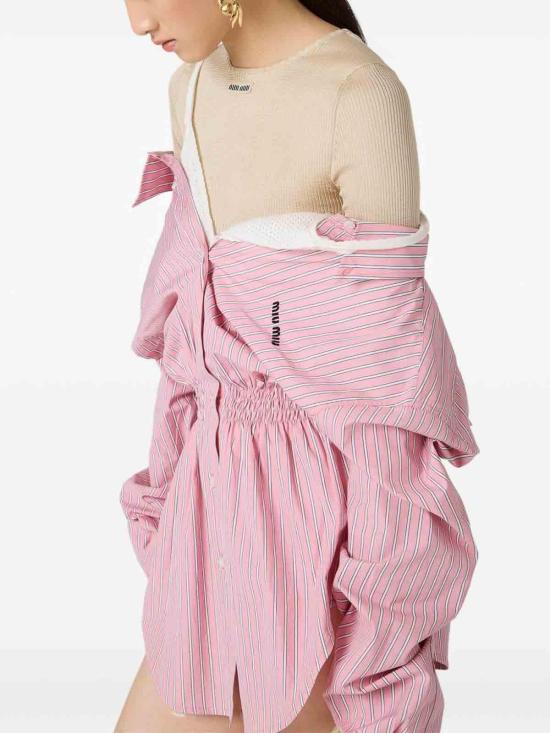 26SS 미우미우 스트라이프 포플린 드레스 MF6125180USOOOF0028 Nude Neutrals - MIU MIU