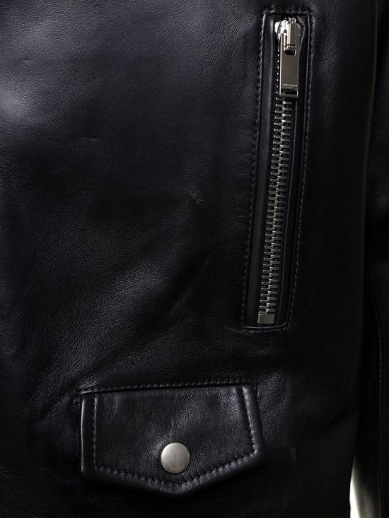 26SS 생로랑 램스킨 클래식 모터사이클 자켓 484284Y5YA2 1000 Black - SAINT LAURENT