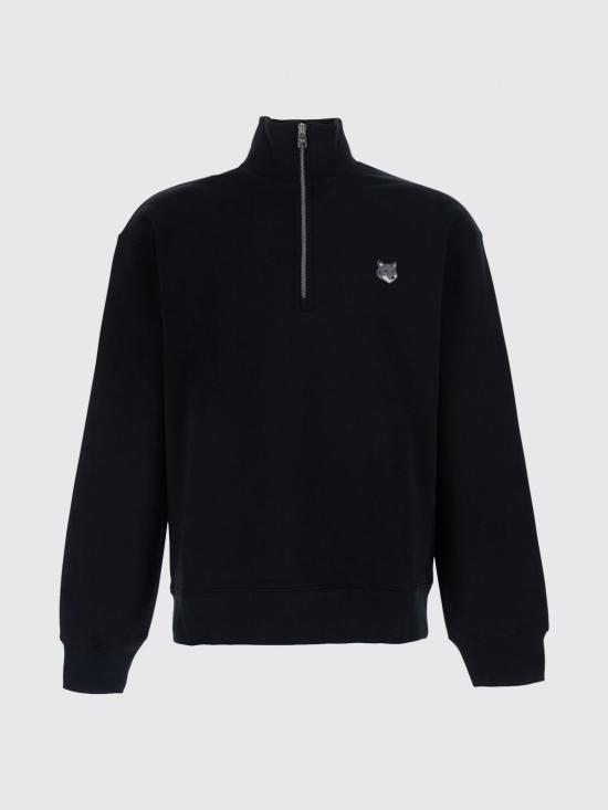 26SS 메종키츠네 폭스 헤드 컴포트 하프 집 스웨트셔츠 PM00305KM0341 P199 Black - MAISON KITSUNE