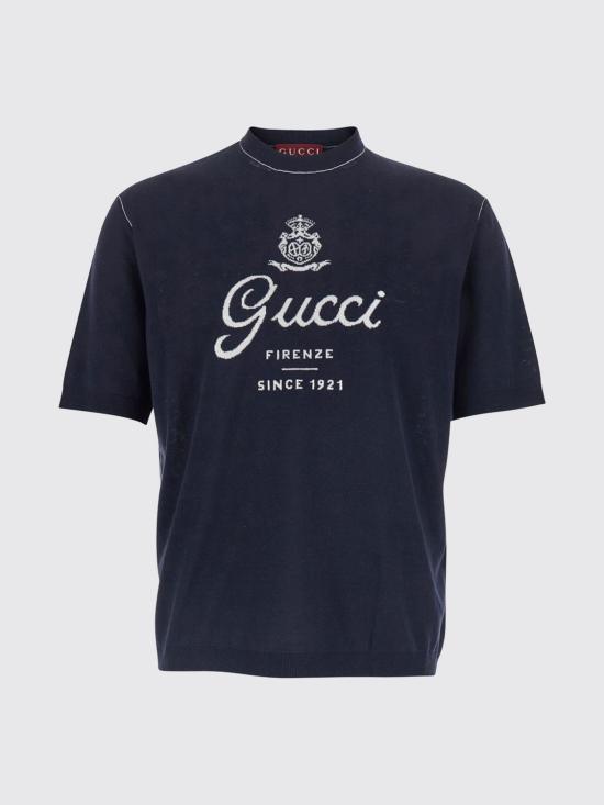 26SS 구찌 프린트 디테일 니트 실크 리넨 티셔츠 851828XKFC8 4041 White - GUCCI
