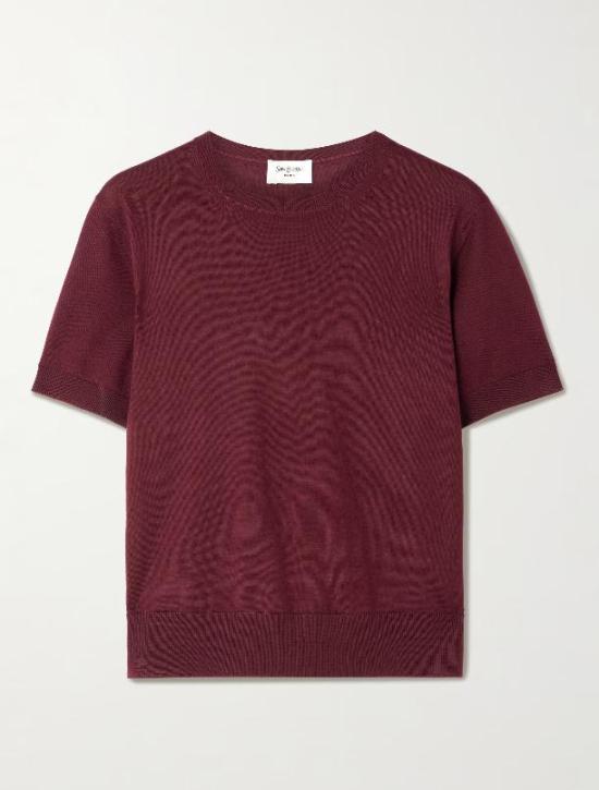 26SS 생로랑 반팔 티셔츠 858704YAPK2 6001 BORDEAUX