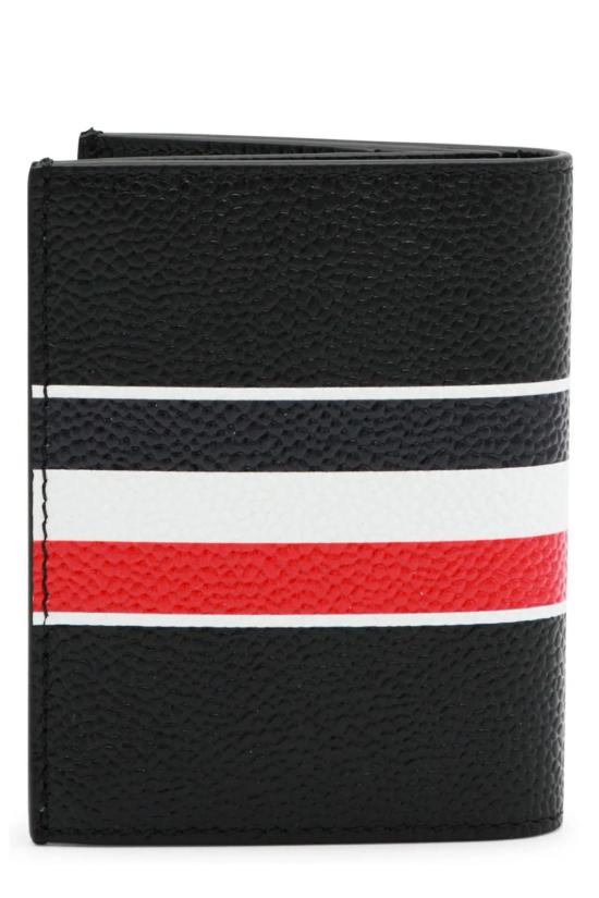 26SS 톰브라운 페블 그레인 RWB 더블 카드 홀더 UAW089A00198 BLACK - THOM BROWNE