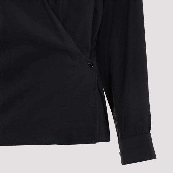 26FW 르메르 스트레이트 칼라 트위스트 셔츠 SH1141 LF1308 BK999 BLACK - LEMAIRE
