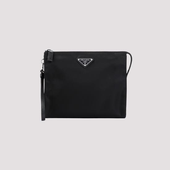 26FW 프라다 리나일론 앤 사피아노 레더 파우치 2NE789 2DMH F0002 NERO - PRADA