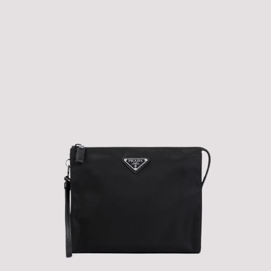 26FW 프라다 리나일론 앤 사피아노 레더 파우치 2NE789 2DMH F0002 NERO
