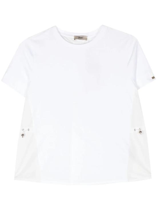 26FW 에르노 시크 코튼 저지 & 뉴 테크노 태피터 티셔츠 JG000224D 52006 1000 BIANCO