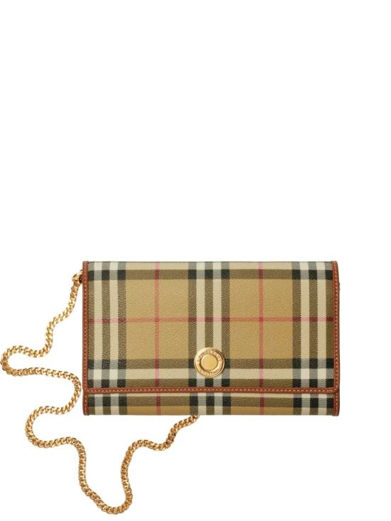 26FW 버버리 체크 체인 스트랩 월렛 8109798 A9534 VNTG CHK BRIAR BROWN