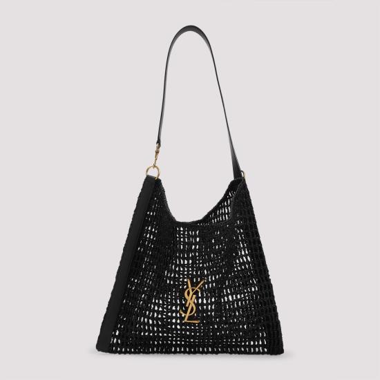 26FW 생로랑 옥살리스  라피아 마크라메 백 781289 GAAFE 1000 NERO
