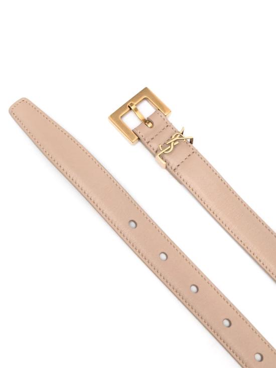 26FW 생로랑 카산드라 씬 스퀘어 버클 벨트 554465 BOO0W 2721 DARK BEIGE - SAINT LAURENT