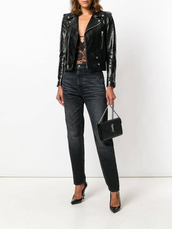 26FW 생로랑 그랑 드 뿌드르 엠보스드 레더 카산드라 마틀라세 체인 지갑 377828 BOW02 1000 NERO - SAINT LAURENT