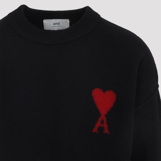 26FW 아미 빅 하트 울 크루넥 스웨터 UKS838 018 009 BLACK RED - AMI