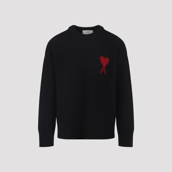 26FW 아미 빅 하트 울 크루넥 스웨터 UKS838 018 009 BLACK RED - AMI