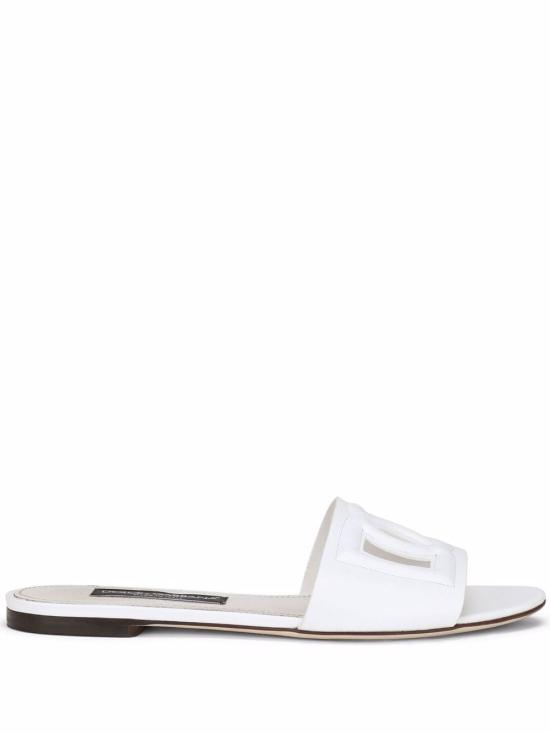 26FW 돌체앤가바나 DG 로고 카프스킨 슬리퍼 CQ0436 AY329 80001 BIANCO