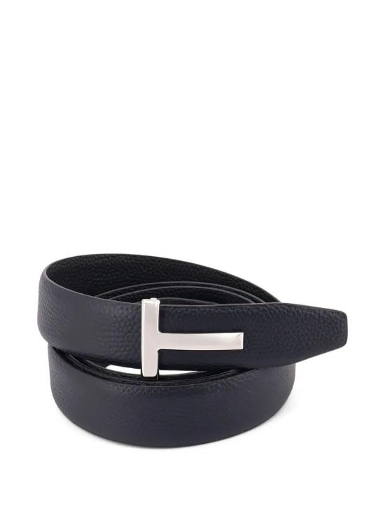 26FW 톰포드 레더 리버시블 버클 T 벨트 TB224 LCL236S UNA DARK NAVY BLACK - TOMFORD