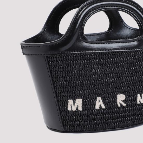 26FW 마르니 레더 & 라피아 트로피컬리아 마이크로백 BMMP0067Q0 P3860 00N99 BLACK - MARNI