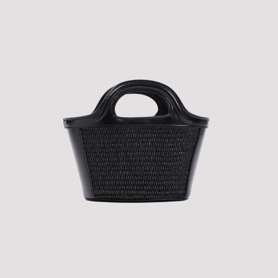 26FW 마르니 레더 & 라피아 트로피컬리아 마이크로백 BMMP0067Q0 P3860 00N99 BLACK - MARNI