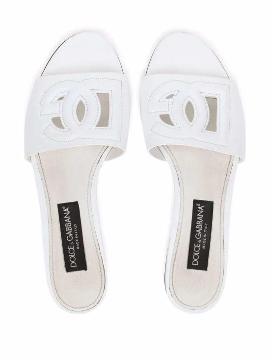 26FW 돌체앤가바나 DG 로고 카프스킨 슬리퍼 CQ0436AY329 80001 BIANCO - DOLCE & GABBANA