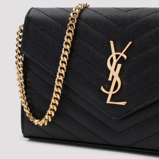 26FW 생로랑 레더 카산드라 체인 월렛 377828 BOW01 1000 NERO - SAINT LAURENT