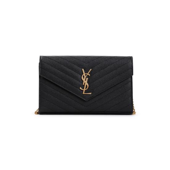 26FW 생로랑 레더 카산드라 체인 월렛 377828 BOW01 1000 NERO - SAINT LAURENT