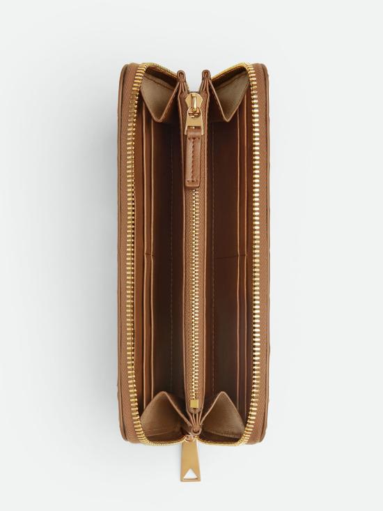 26FW 보테가베네타 인트레치아토 집 어라운드 지갑 742332 VCPP2 2650 WOOD GOLD - BOTTEGA VENETA