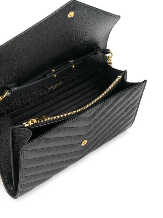 26FW 생로랑 레더 카산드라 체인 월렛 377828 BOW01 1000 NERO - SAINT LAURENT