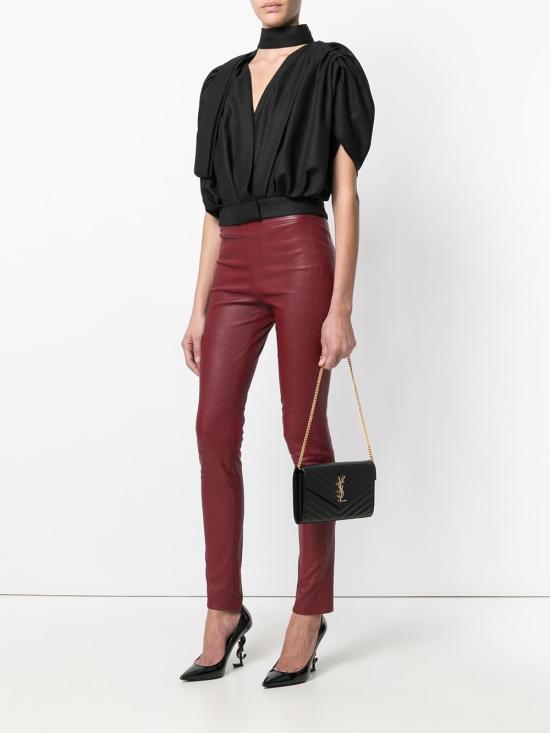 26FW 생로랑 레더 카산드라 체인 월렛 377828 BOW01 1000 NERO - SAINT LAURENT